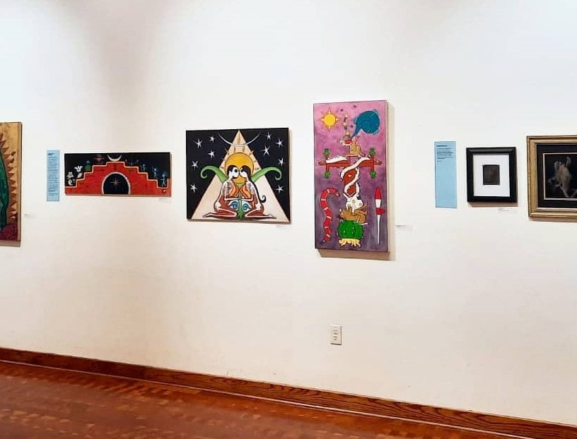Aztec Mexica inspired paintings at the Triton Museum of Art: Modern Mesoamerican Artwork by Bay Area Artist
